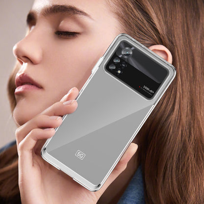 For Xiaomi Poco X4 Pro 5G Hard Acrylic Soft TPU Case Transparent Phone Cover with Independent Buttons