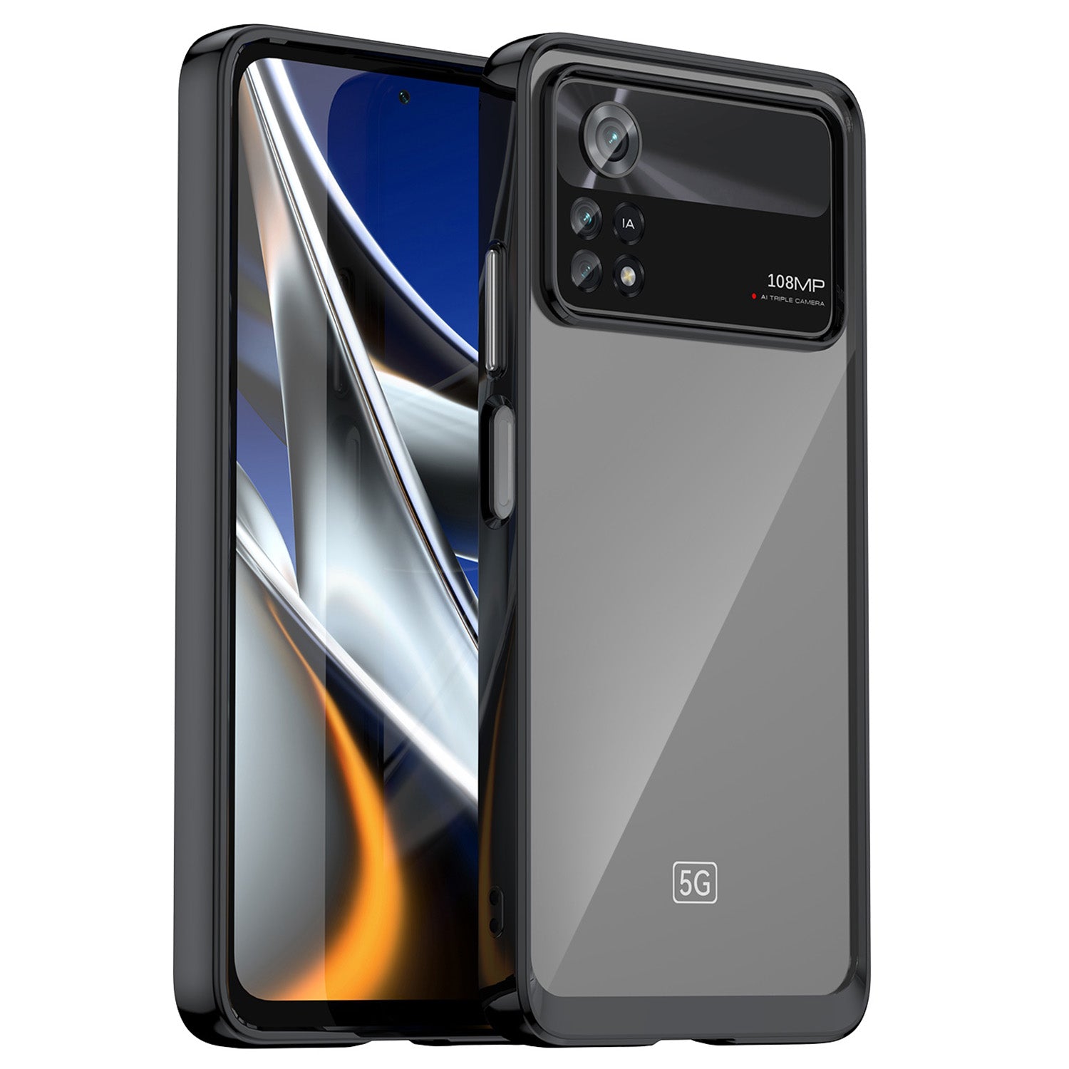For Xiaomi Poco X4 Pro 5G Hard Acrylic Soft TPU Case Transparent Phone Cover with Independent Buttons