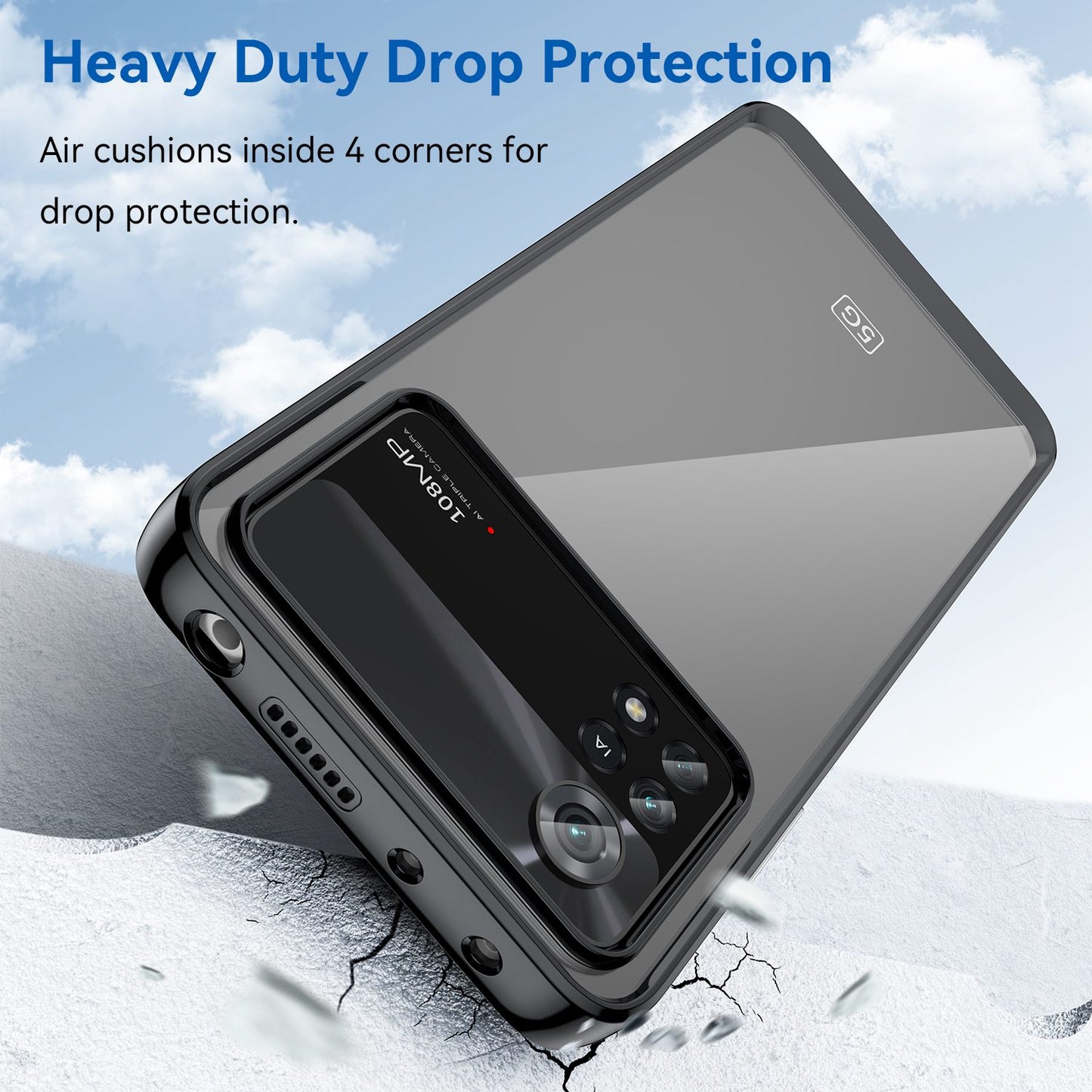 For Xiaomi Poco X4 Pro 5G Hard Acrylic Soft TPU Case Transparent Phone Cover with Independent Buttons