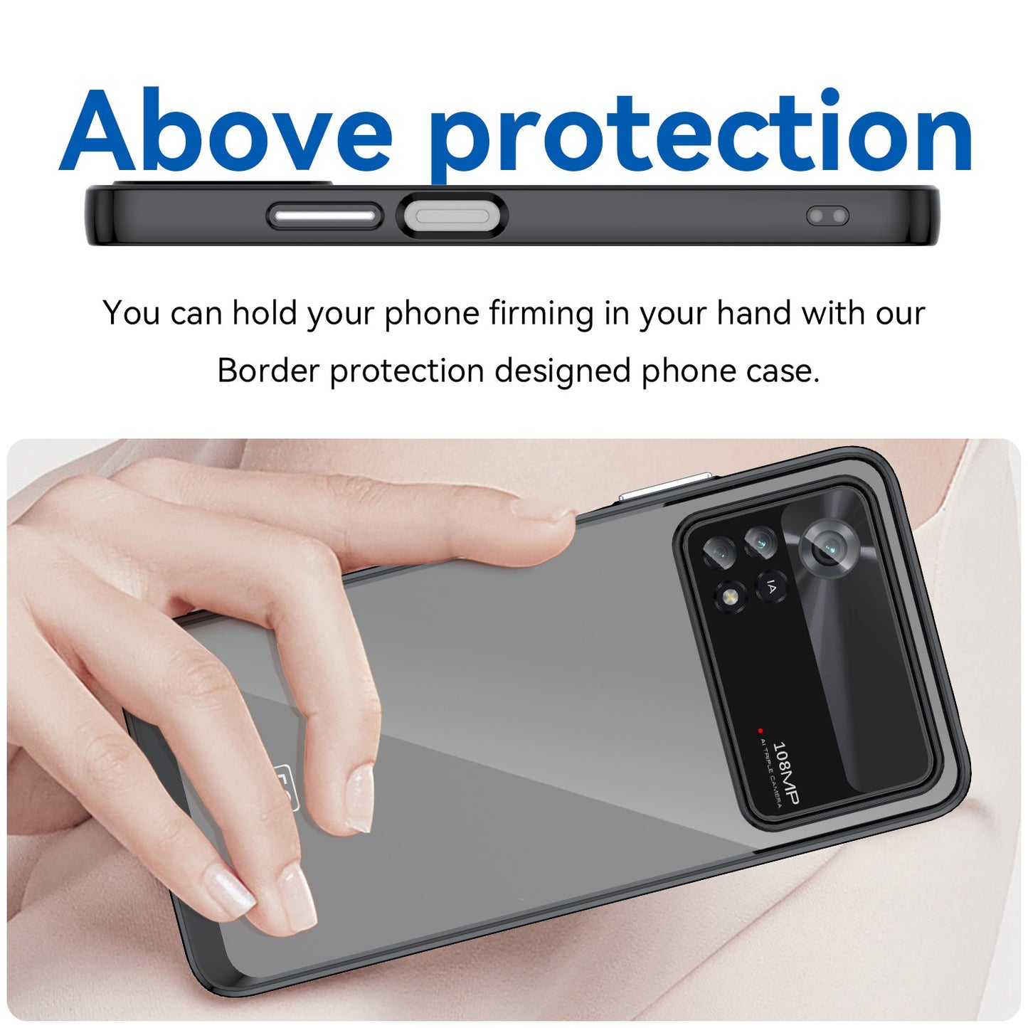 For Xiaomi Poco X4 Pro 5G Hard Acrylic Soft TPU Case Transparent Phone Cover with Independent Buttons