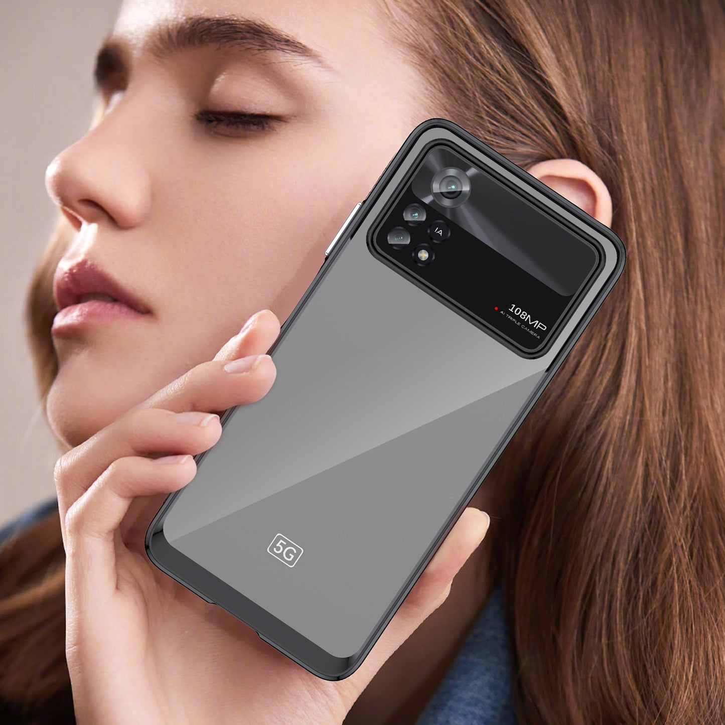 For Xiaomi Poco X4 Pro 5G Hard Acrylic Soft TPU Case Transparent Phone Cover with Independent Buttons