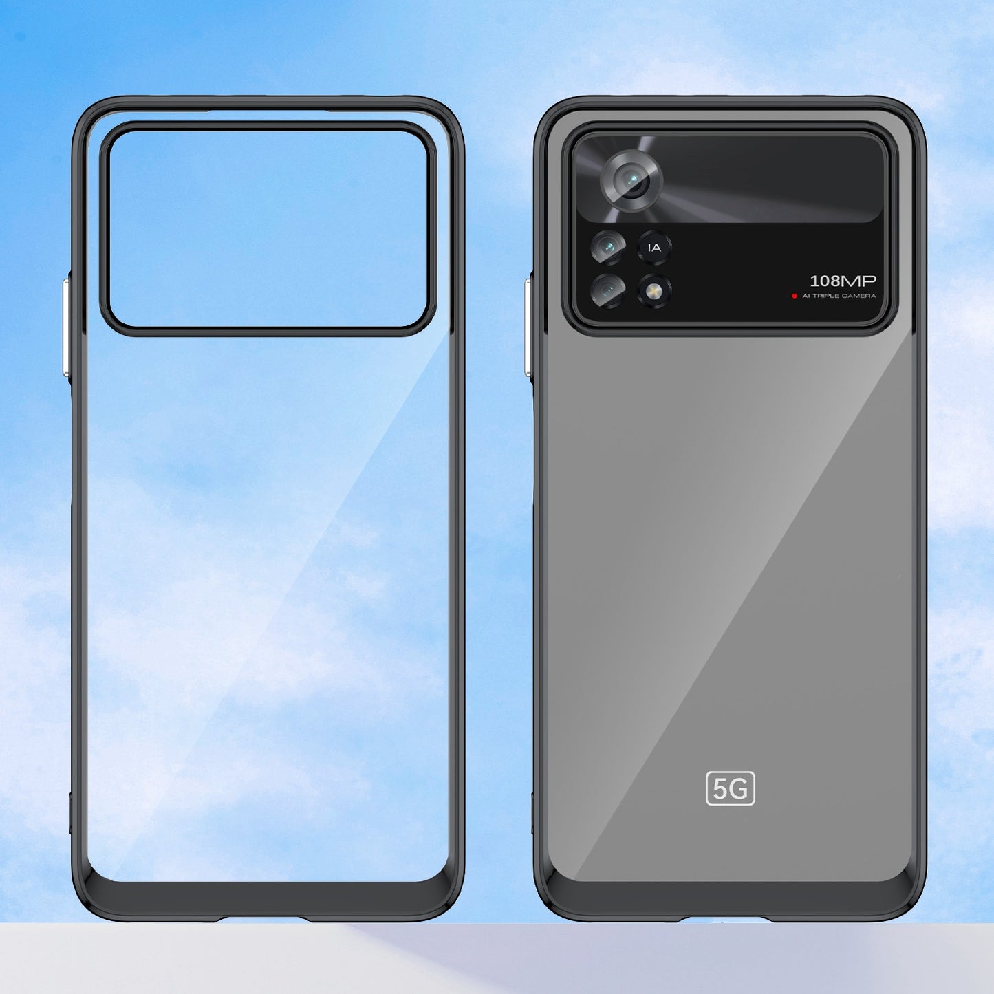 For Xiaomi Poco X4 Pro 5G Hard Acrylic Soft TPU Case Transparent Phone Cover with Independent Buttons