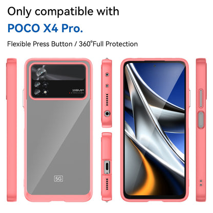 For Xiaomi Poco X4 Pro 5G Hard Acrylic Soft TPU Case Transparent Phone Cover with Independent Buttons