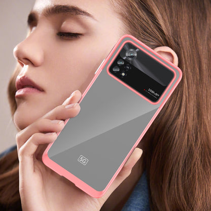 For Xiaomi Poco X4 Pro 5G Hard Acrylic Soft TPU Case Transparent Phone Cover with Independent Buttons