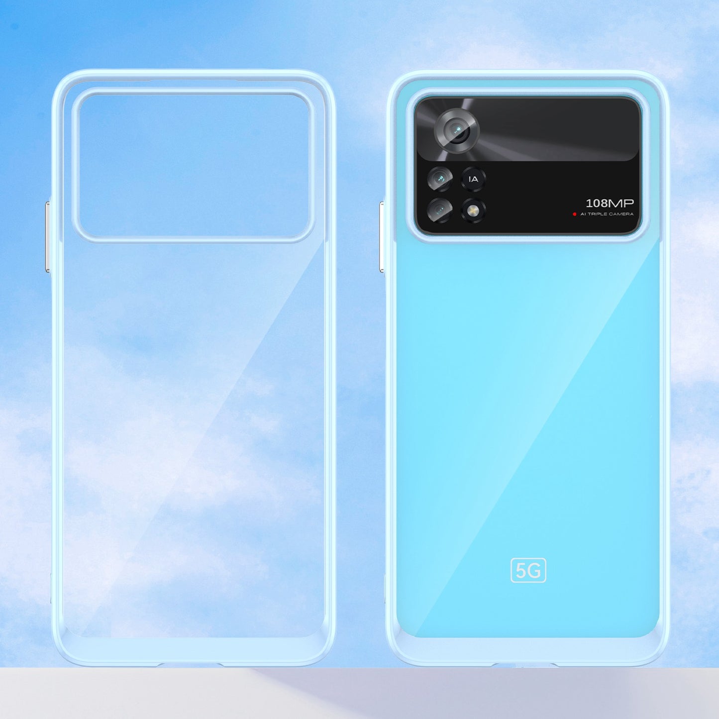 For Xiaomi Poco X4 Pro 5G Hard Acrylic Soft TPU Case Transparent Phone Cover with Independent Buttons