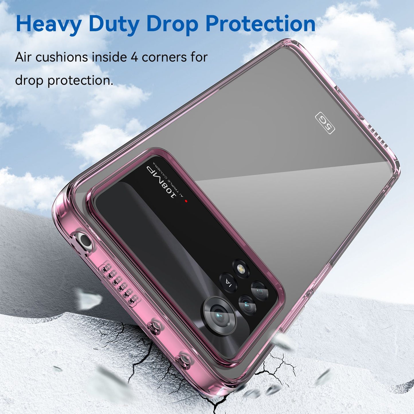 For Xiaomi Poco X4 Pro 5G Hard Acrylic Soft TPU Case Transparent Phone Cover with Independent Buttons