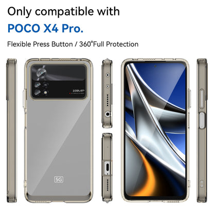 For Xiaomi Poco X4 Pro 5G Hard Acrylic Soft TPU Case Transparent Phone Cover with Independent Buttons