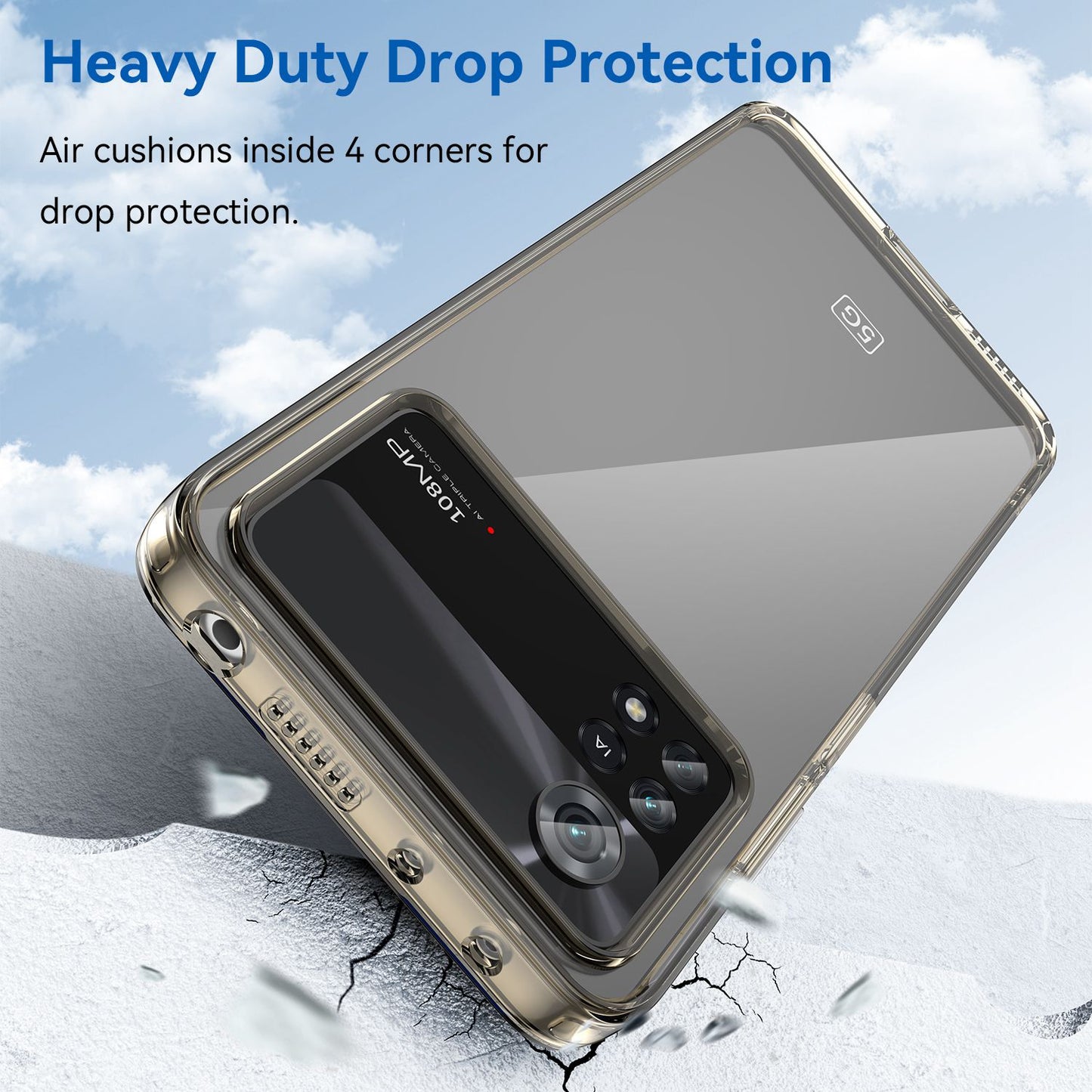 For Xiaomi Poco X4 Pro 5G Hard Acrylic Soft TPU Case Transparent Phone Cover with Independent Buttons