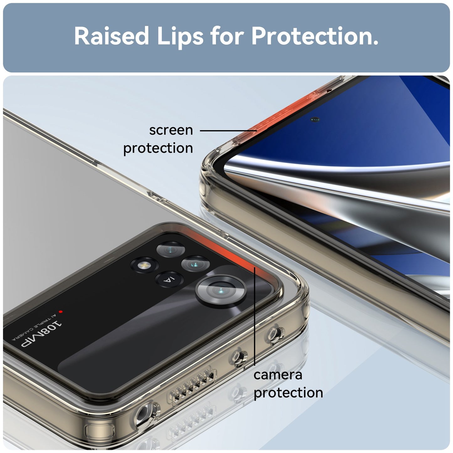 For Xiaomi Poco X4 Pro 5G Hard Acrylic Soft TPU Case Transparent Phone Cover with Independent Buttons