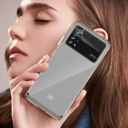 For Xiaomi Poco X4 Pro 5G Hard Acrylic Soft TPU Case Transparent Phone Cover with Independent Buttons