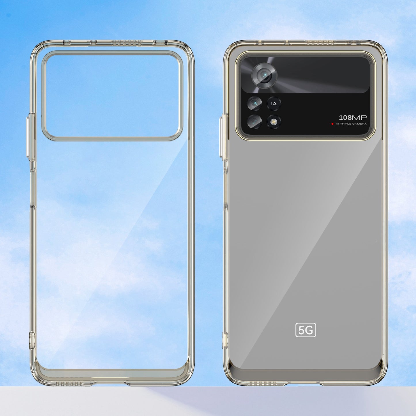 For Xiaomi Poco X4 Pro 5G Hard Acrylic Soft TPU Case Transparent Phone Cover with Independent Buttons