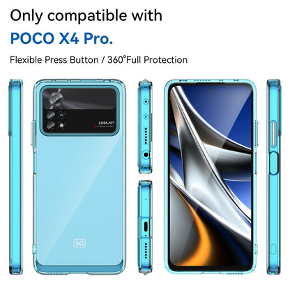 For Xiaomi Poco X4 Pro 5G Hard Acrylic Soft TPU Case Transparent Phone Cover with Independent Buttons