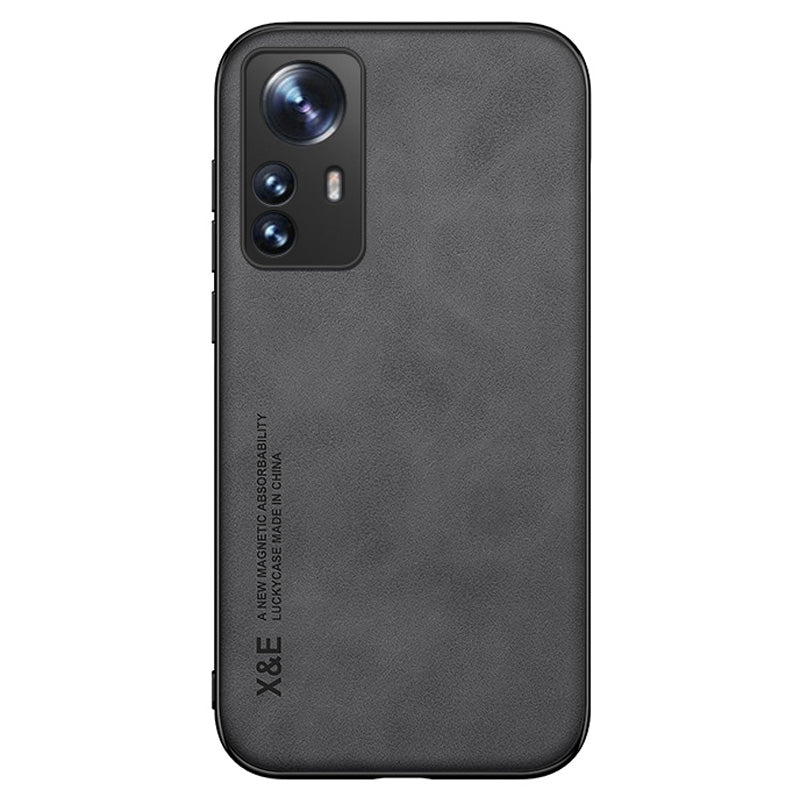 X&E For Xiaomi 12 Pro 5G / 12S Pro 5G / 12 Pro (Dimensity) 5G Leather Coated TPU Case Car Mount Metal Sheet Skin-touch Phone Protective Cover