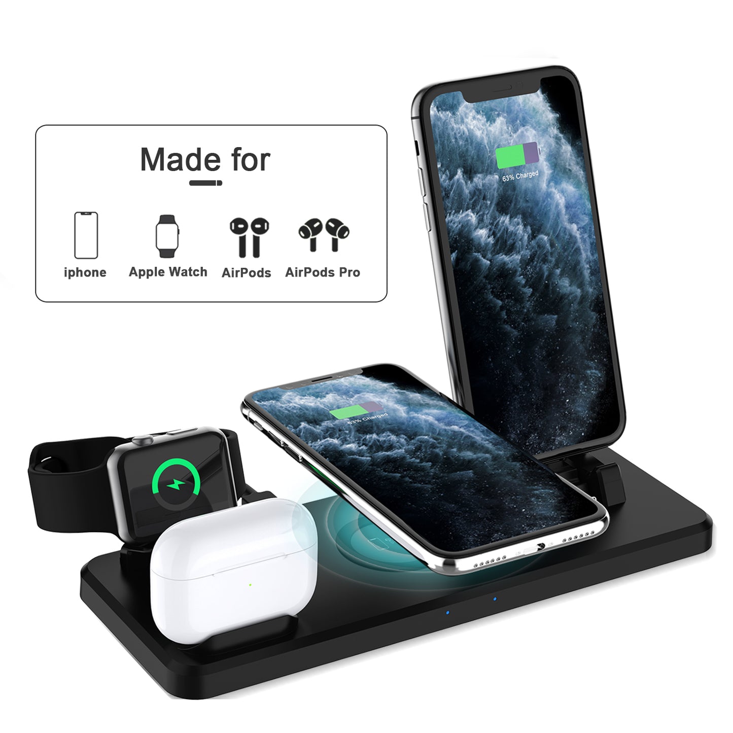 15W Multi-function 6 in 1 Fast Charging Wireless Charger