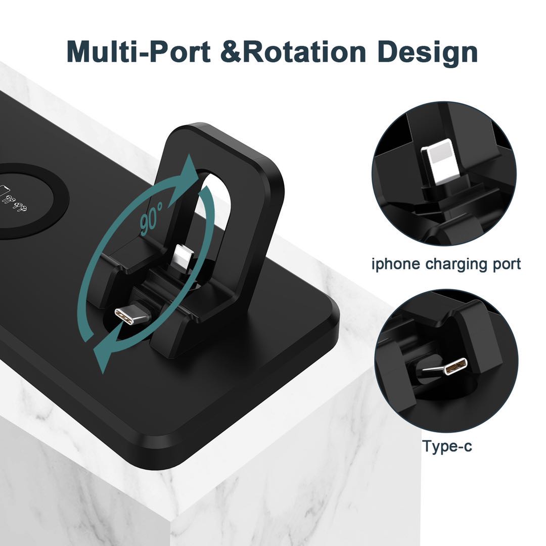 15W Multi-function 6 in 1 Fast Charging Wireless Charger