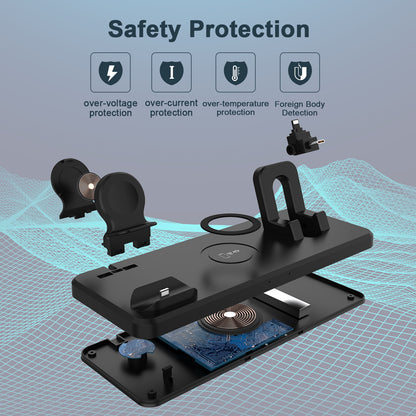 15W Multi-function 6 in 1 Fast Charging Wireless Charger
