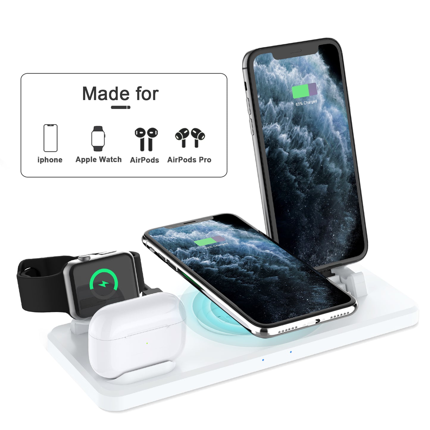 15W Multi-function 6 in 1 Fast Charging Wireless Charger