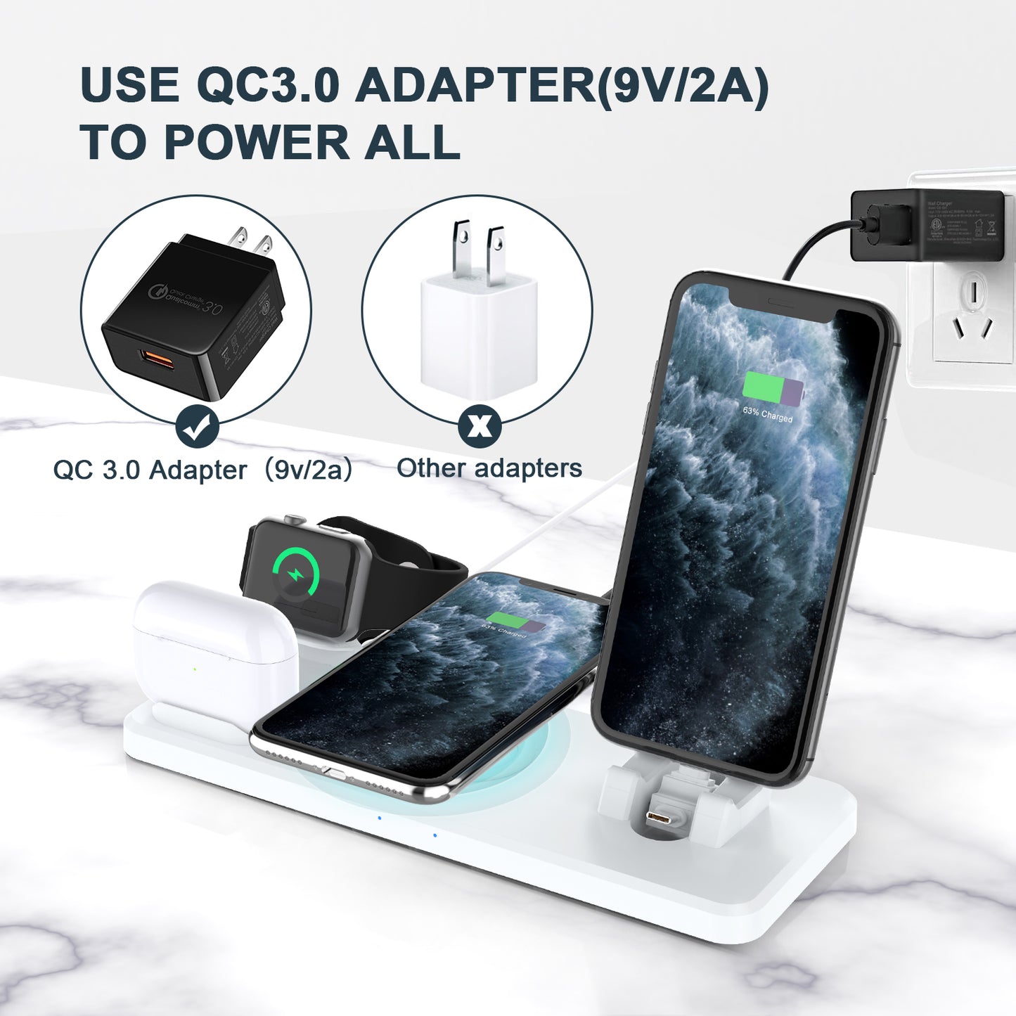 15W Multi-function 6 in 1 Fast Charging Wireless Charger