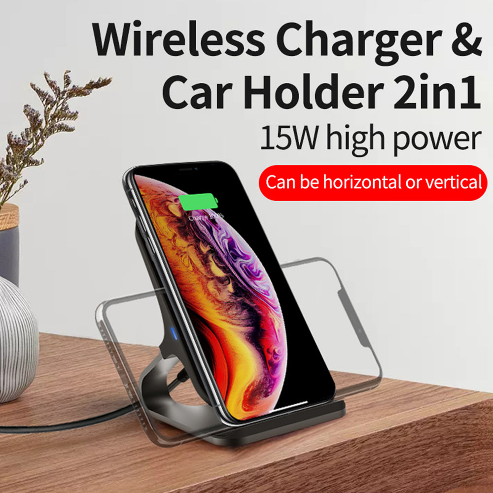 15W Qi Wireless Charger Mobiel Phone Desk Fast Charging Stand for iPhone Samsung