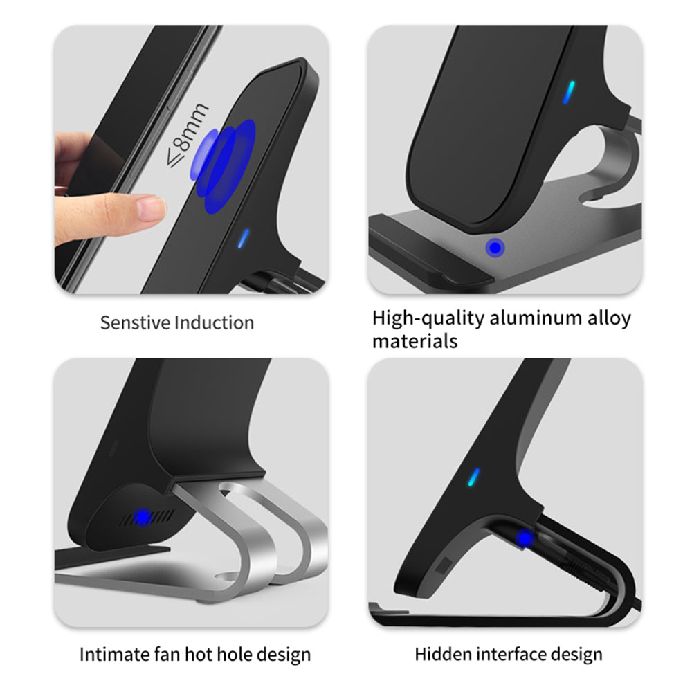 15W Qi Wireless Charger Mobiel Phone Desk Fast Charging Stand for iPhone Samsung