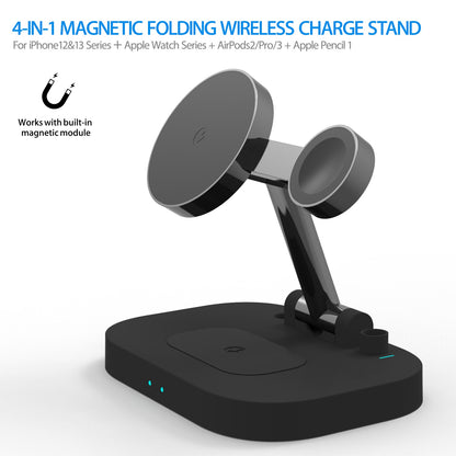 T2 4-in-1 15W Magnetic Wireless Charger Desktop Wireless Charging Stand Dock for iPhone 12 Series iWatch AirPods Apple Pencil