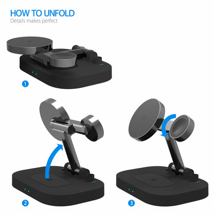T2 4-in-1 15W Magnetic Wireless Charger Desktop Wireless Charging Stand Dock for iPhone 12 Series iWatch AirPods Apple Pencil