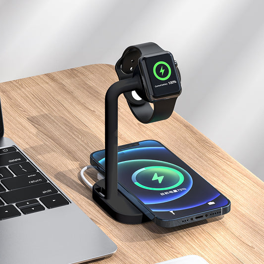 2 in 1 Magnetic Wireless Charger Desktop Wireless Fast Charging Base Stand Dock Station for Apple Watch/iPhone