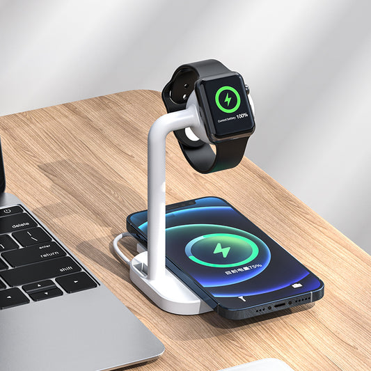 2 in 1 Magnetic Wireless Charger Desktop Wireless Fast Charging Base Stand Dock Station for Apple Watch/iPhone