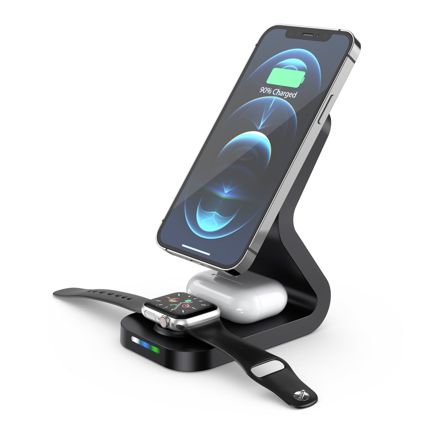 B16 15W 3-in-1 Qi Magnetic Wireless Charger Desktop Fast Charging Stand Dock for iPhone 12 Series/iWatch/AirPods Pro