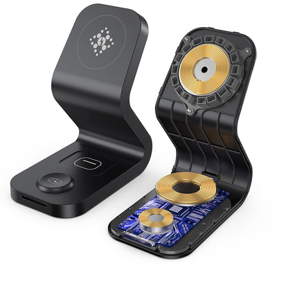 B16 15W 3-in-1 Qi Magnetic Wireless Charger Desktop Fast Charging Stand Dock for iPhone 12 Series/iWatch/AirPods Pro