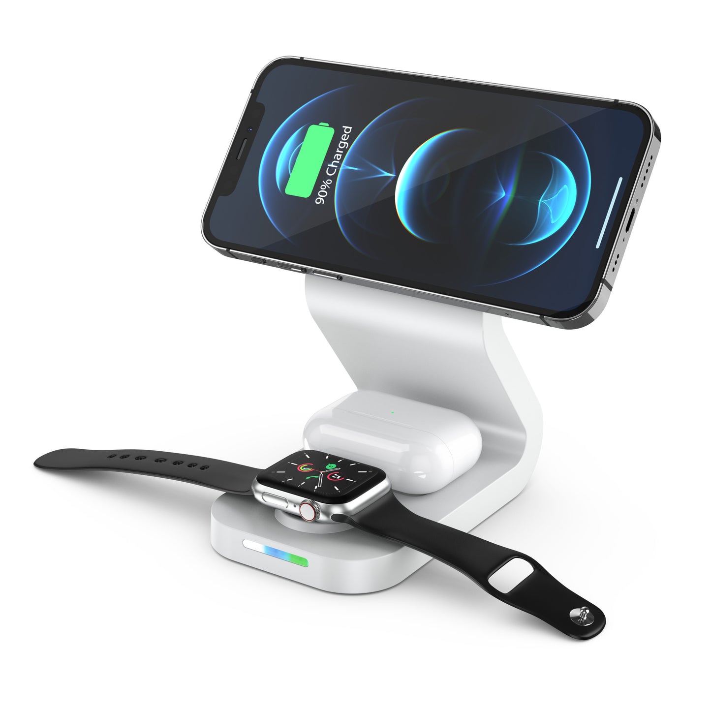 B16 15W 3-in-1 Qi Magnetic Wireless Charger Desktop Fast Charging Stand Dock for iPhone 12 Series/iWatch/AirPods Pro