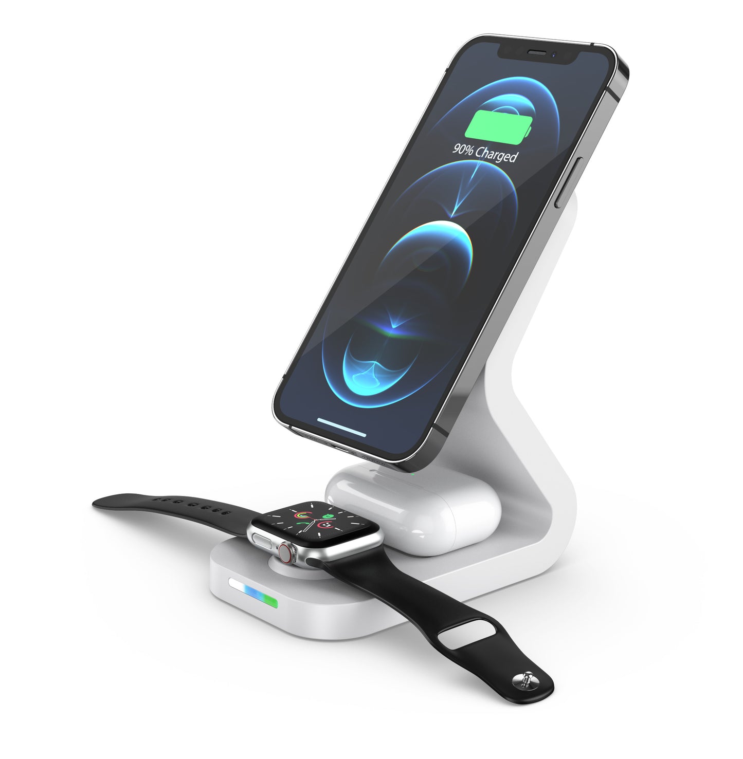 B16 15W 3-in-1 Qi Magnetic Wireless Charger Desktop Fast Charging Stand Dock for iPhone 12 Series/iWatch/AirPods Pro
