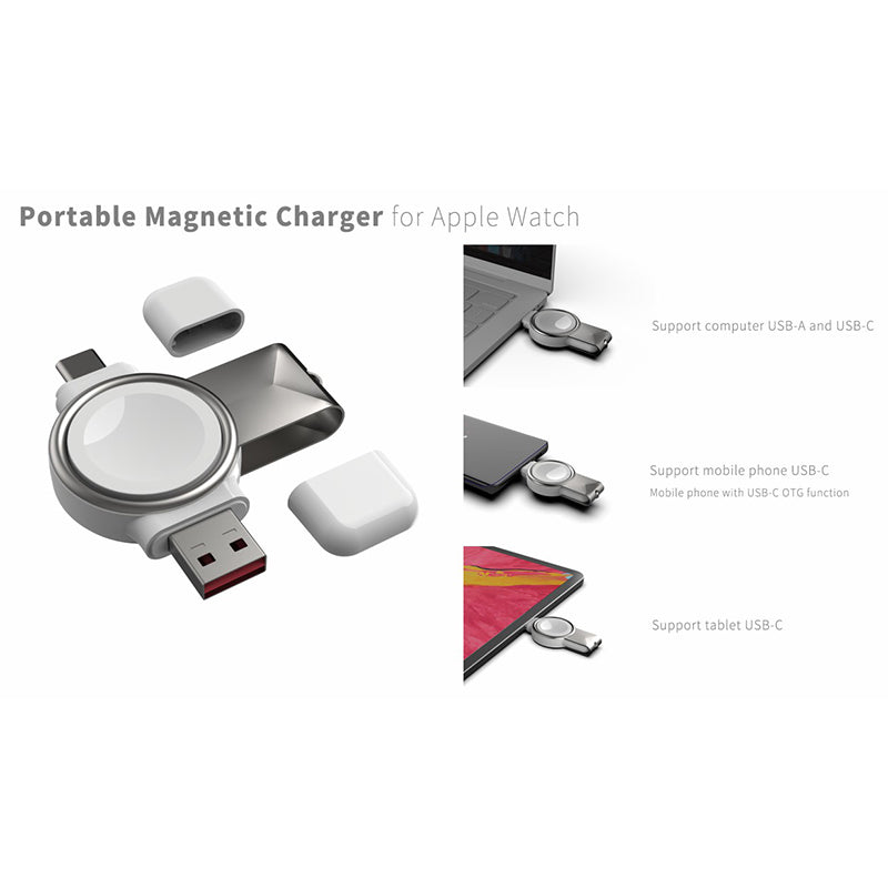 T304 USB Type-C Portable Magnetic Wireless Charger Charging Base Adapter for Apple Watch 1/2/3/4/5/6/SE