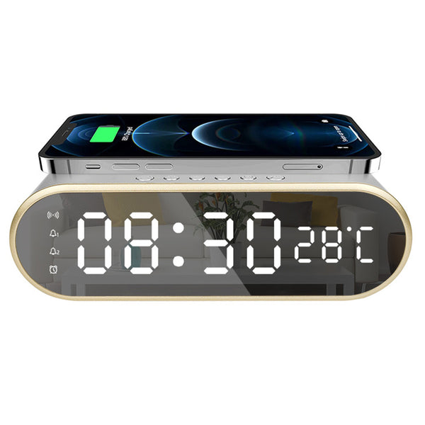 W628 Alarm Clock 15W Wireless Charger Thermometer Calendar Snooze Functions Alarm