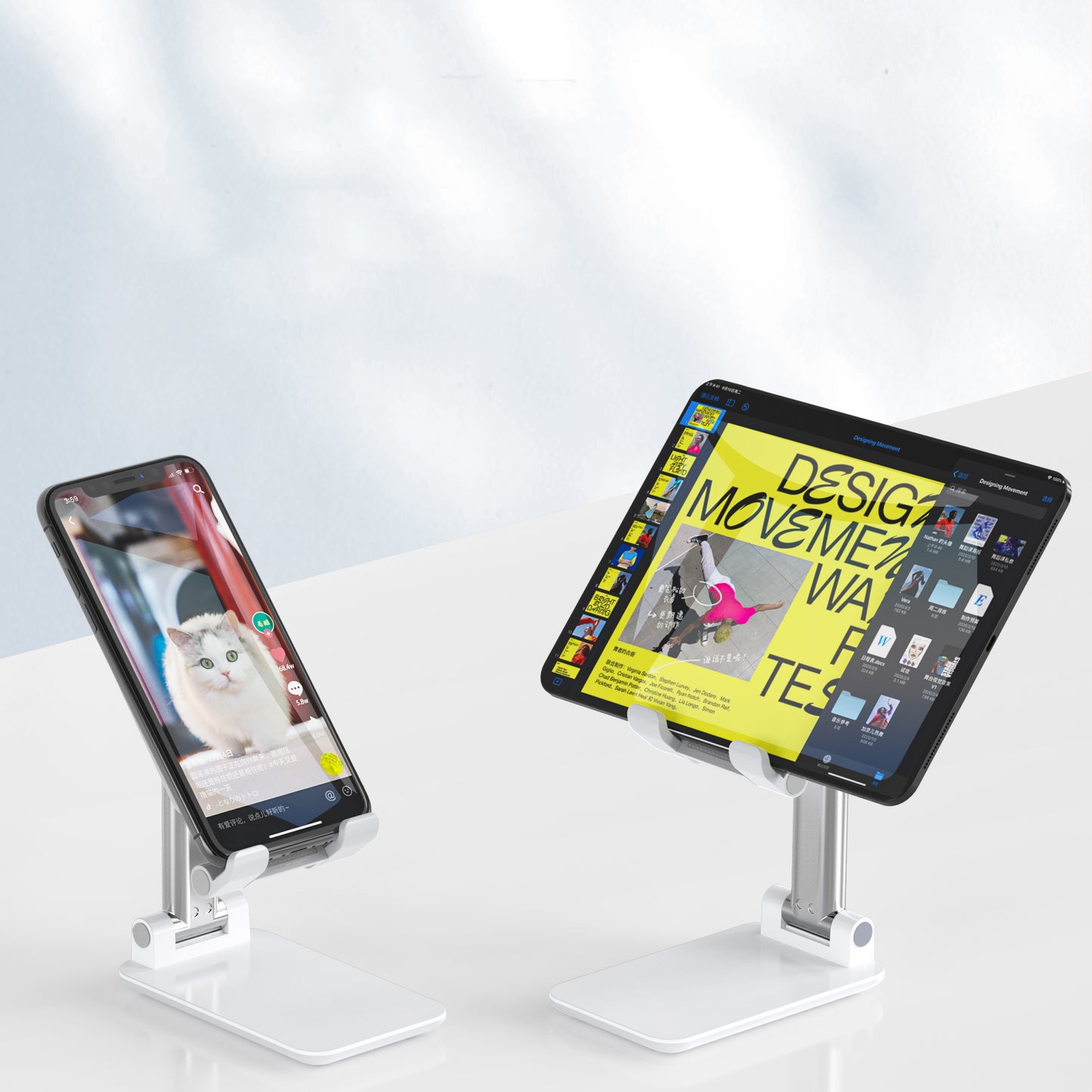 T4 Universal Height Adjustable Phone Tablet Holder Stand Portable Foldable Desktop Bracket