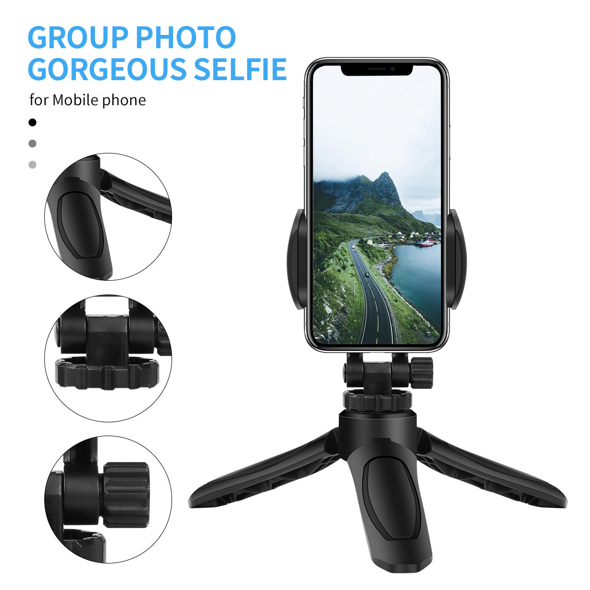 1/4 inch Mini Desktop Tripod Phone Holder Stand with Clip for DJI OSMO Mobile 2 Feiyu Vimbal 2 Action Camera