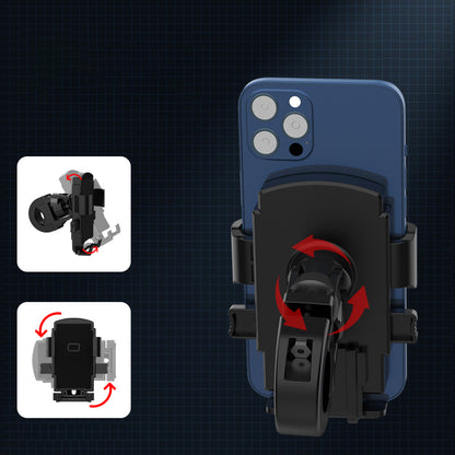 Auto Lock Bicycle Phone Holder 360 Degrees Rotation Bike Handlebar Cell Phone Clip Stand GPS Mount Bracket