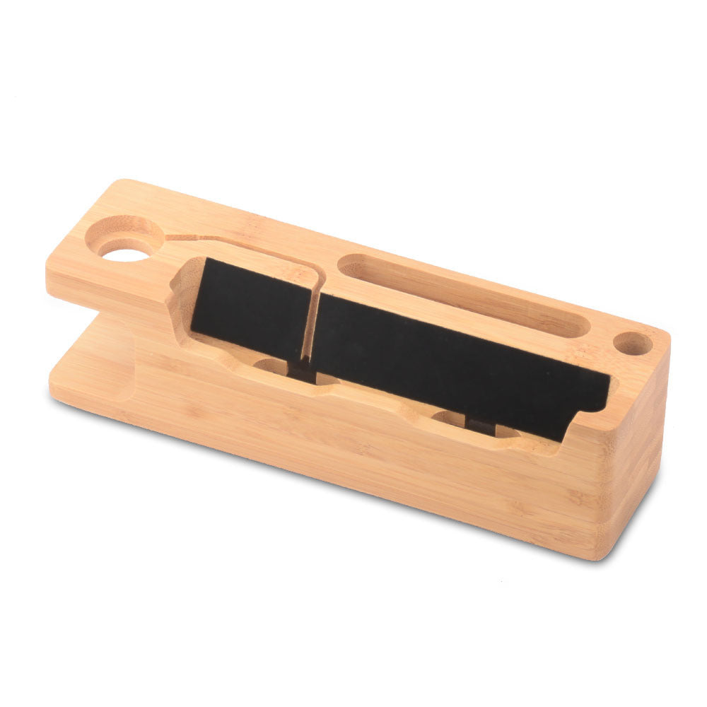DCR-008 Desktop Station Bamboo Wood Charging Dock Holder for Apple Watch iPhone Samsung Huawei