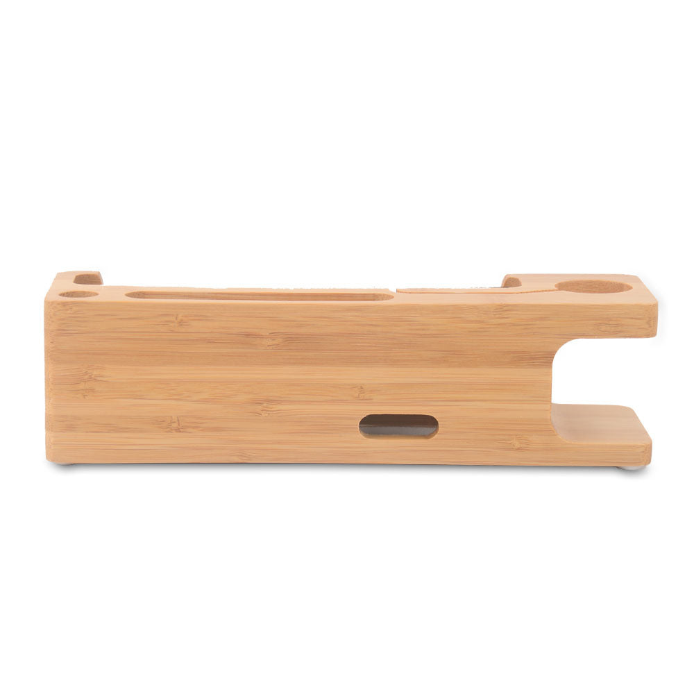 DCR-008 Desktop Station Bamboo Wood Charging Dock Holder for Apple Watch iPhone Samsung Huawei