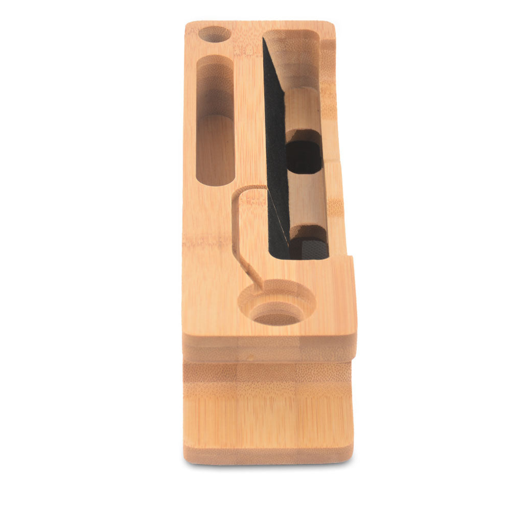DCR-008 Desktop Station Bamboo Wood Charging Dock Holder for Apple Watch iPhone Samsung Huawei