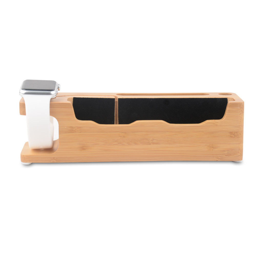 DCR-008 Desktop Station Bamboo Wood Charging Dock Holder for Apple Watch iPhone Samsung Huawei