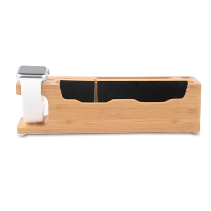DCR-008 Desktop Station Bamboo Wood Charging Dock Holder for Apple Watch iPhone Samsung Huawei