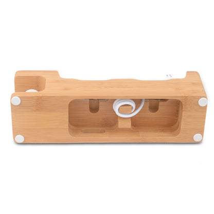 DCR-008 Desktop Station Bamboo Wood Charging Dock Holder for Apple Watch iPhone Samsung Huawei
