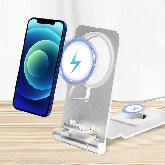 2-in-1 Wireless Charger Holder Phone Watch Charging Desktop Stand for Apple Watch iPhone Magsafe
