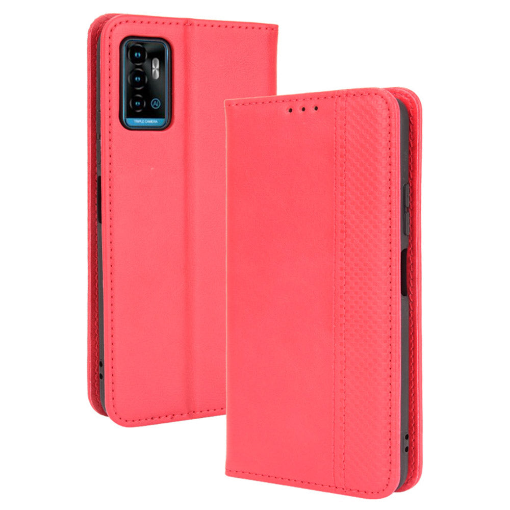 Retro Style PU Leather Flip Magnetic Stand Flip Protective Cover for ZTE Blade A71