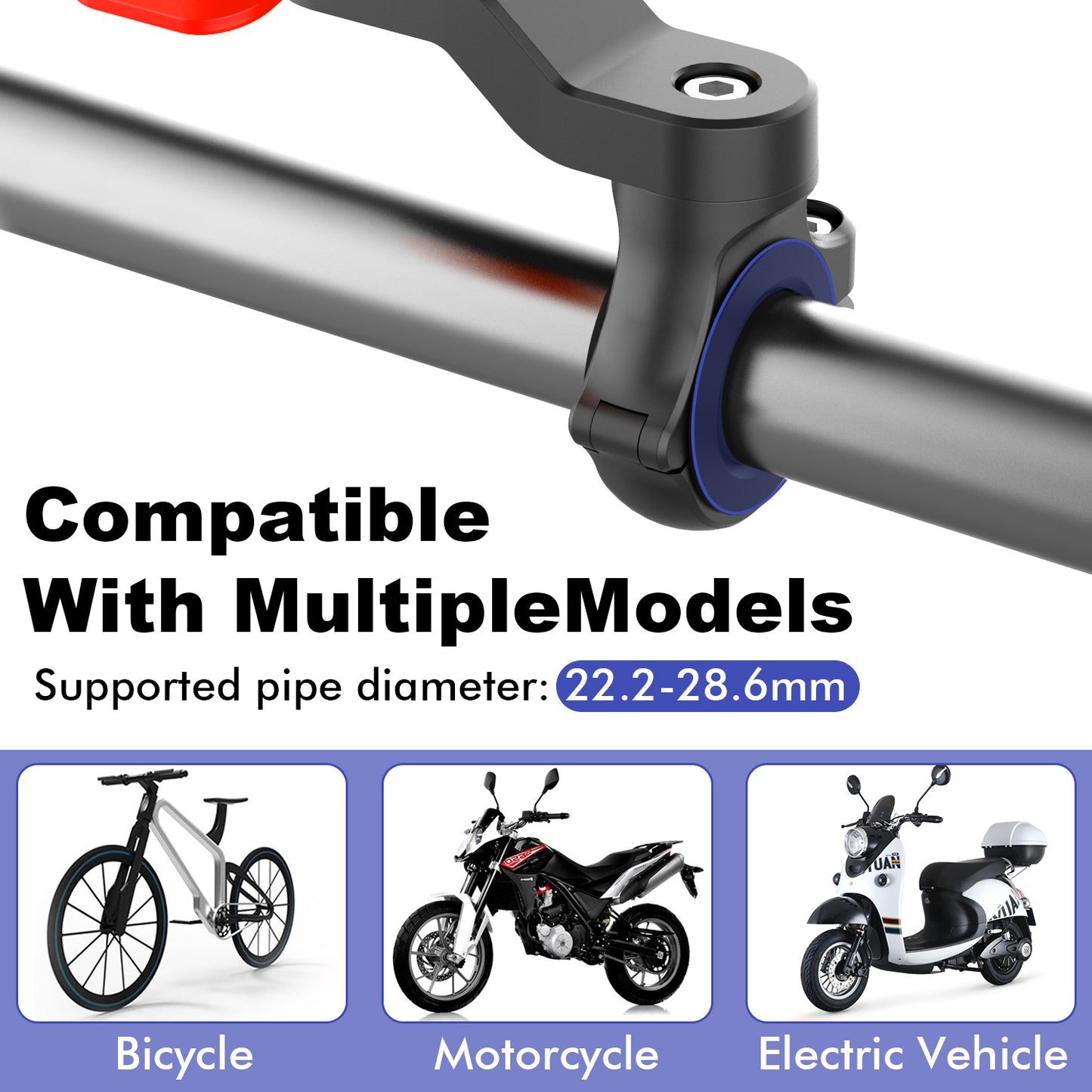 HL-143A Bicycle Anti-shake Mobile Phone Holder Motorcycle Bike Mount Stand Bracket for 4.7-7.2 inch Smartphone