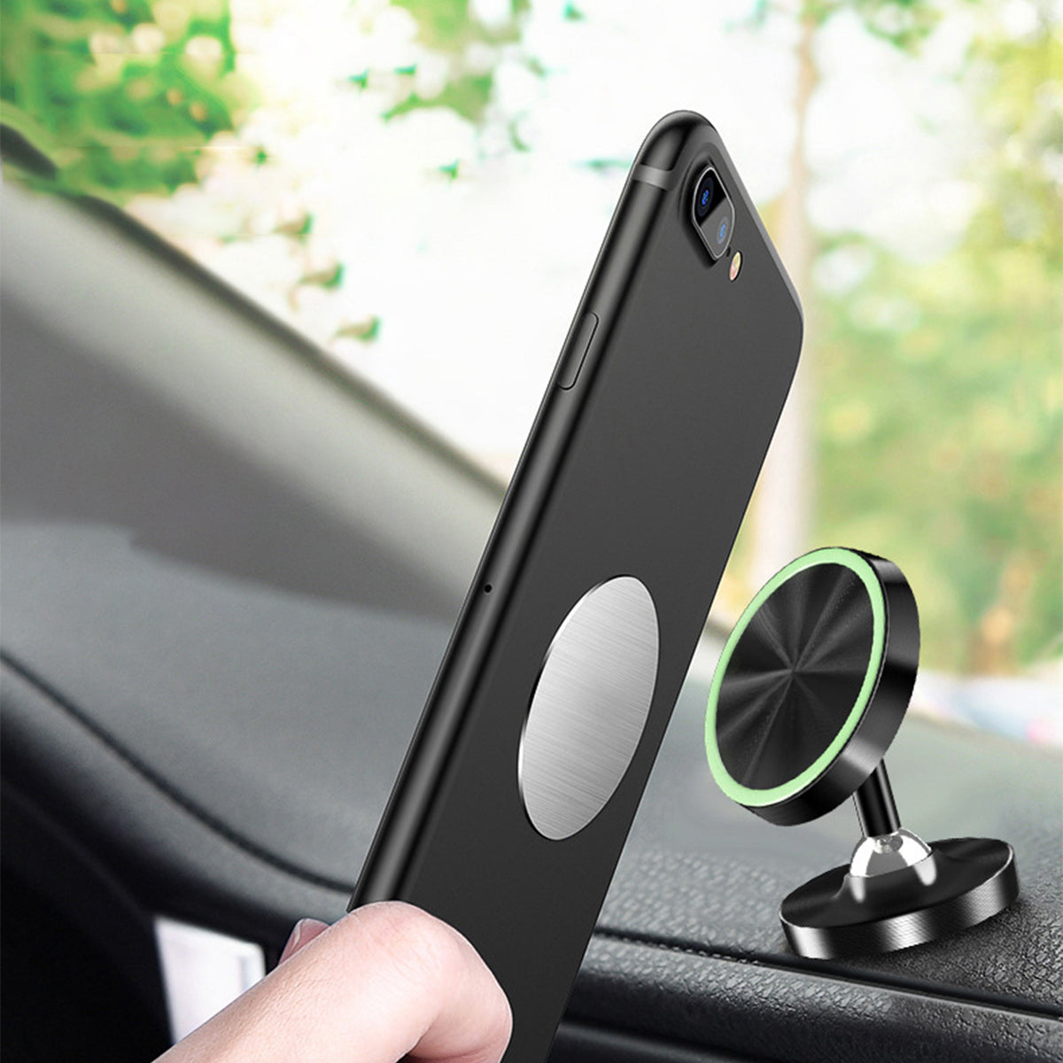 DW-55 Luminous Magnetic Car Dashboard Phone Holder 360 Degrees Rotating Metal Cell Phone Stand Bracket