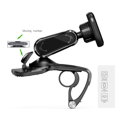 212-C Multi-function Universal Vehicle Dashboard Phone Clamp Holder 360-degree Rotating Magnetic Cell Phone Mount Stand with Phone Number Sticker