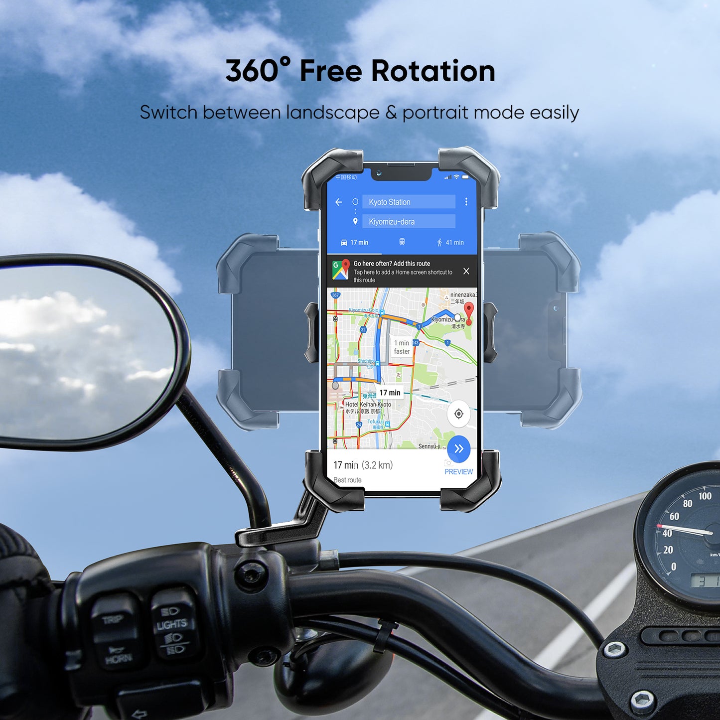 JOYROOM JR-ZS288 Motorcycle Rearview Mirror Mount for 4.7-7 Inch Mobile Phone Holder Bracket