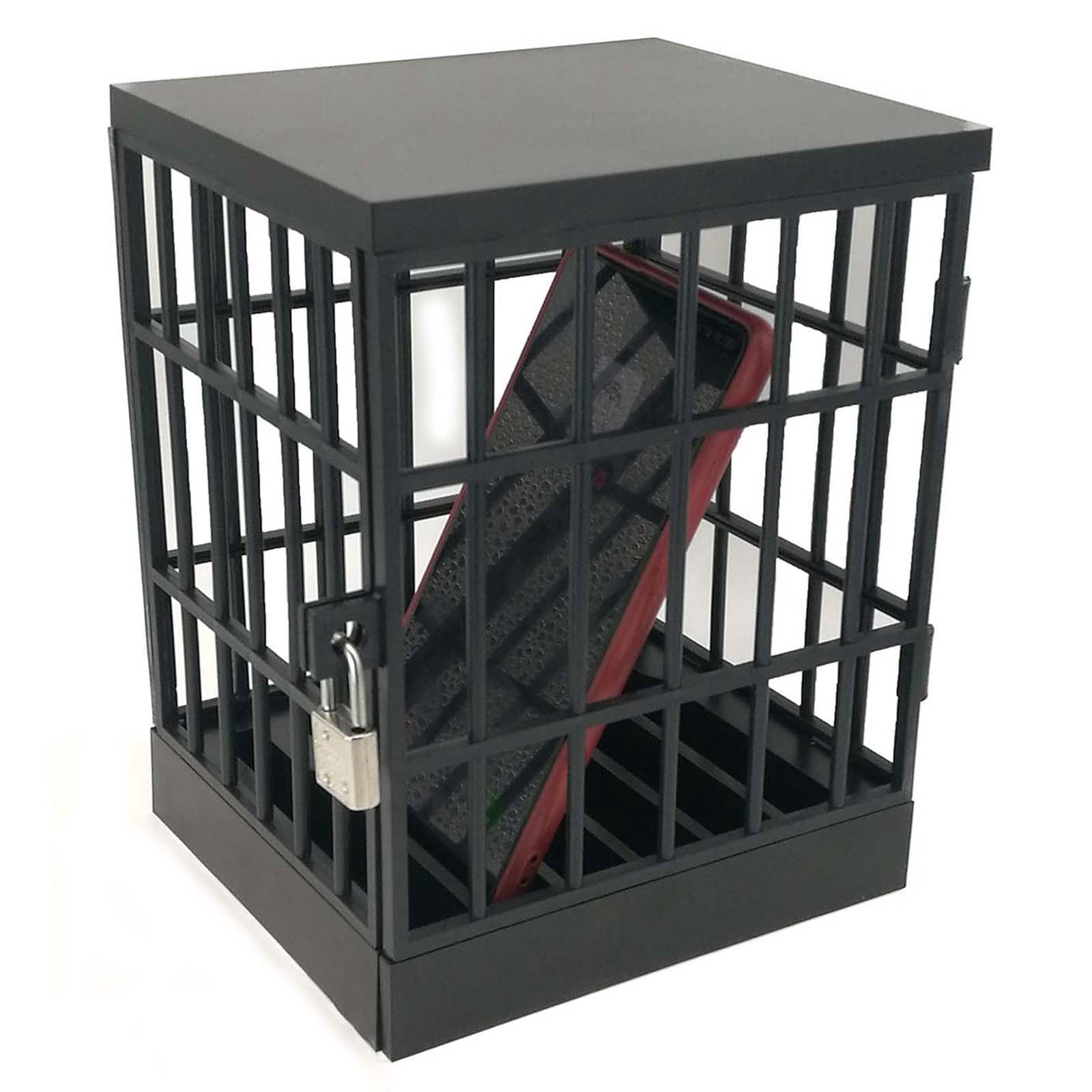 Jail for Cell Phones Creative Mobile Phone Prison Cell Phones Storage Cage Lock Up Safe Smartphone Stand Holder for Classroom Home Office Party